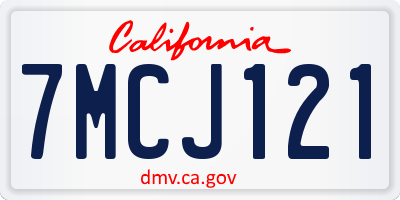 CA license plate 7MCJ121