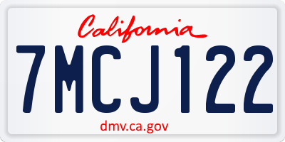 CA license plate 7MCJ122