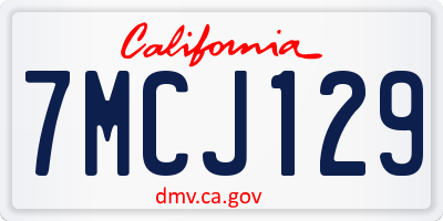 CA license plate 7MCJ129