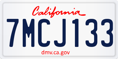 CA license plate 7MCJ133