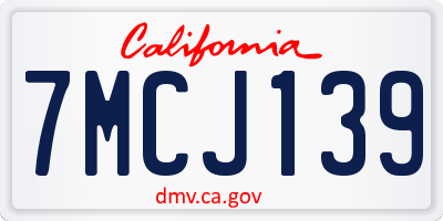 CA license plate 7MCJ139