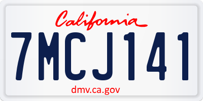 CA license plate 7MCJ141