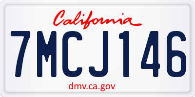 CA license plate 7MCJ146