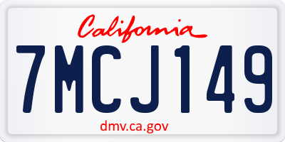 CA license plate 7MCJ149