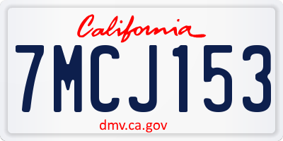 CA license plate 7MCJ153