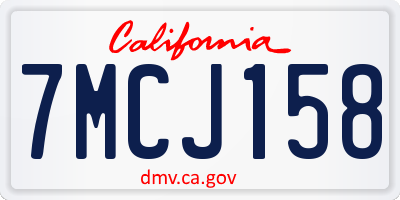 CA license plate 7MCJ158