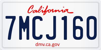 CA license plate 7MCJ160