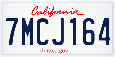 CA license plate 7MCJ164