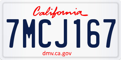 CA license plate 7MCJ167