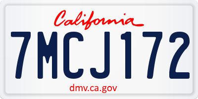 CA license plate 7MCJ172
