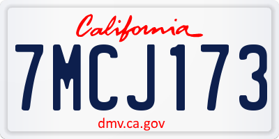 CA license plate 7MCJ173