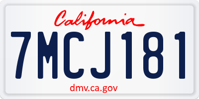 CA license plate 7MCJ181