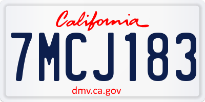 CA license plate 7MCJ183