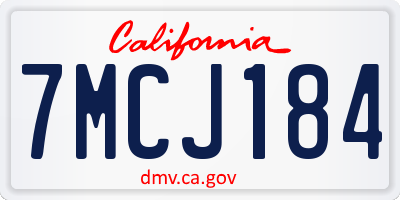 CA license plate 7MCJ184