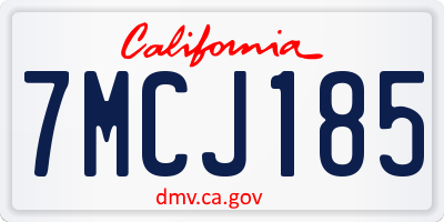 CA license plate 7MCJ185