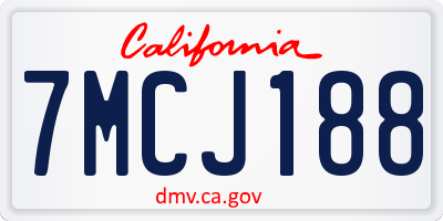 CA license plate 7MCJ188