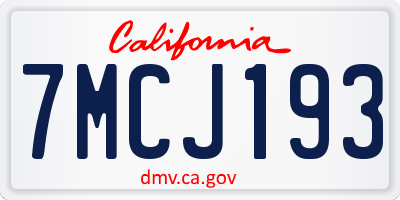 CA license plate 7MCJ193