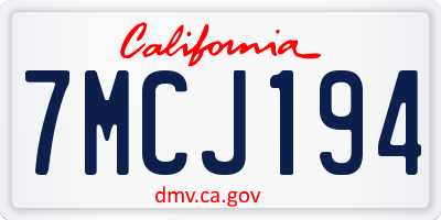 CA license plate 7MCJ194