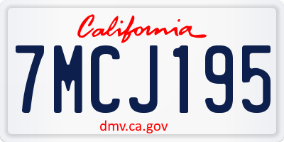 CA license plate 7MCJ195