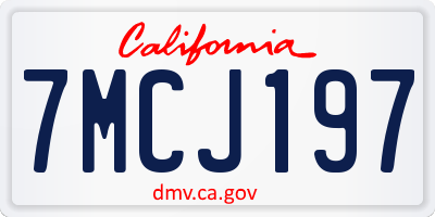 CA license plate 7MCJ197