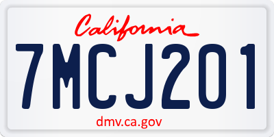 CA license plate 7MCJ201
