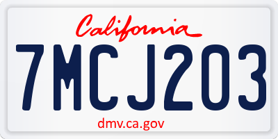 CA license plate 7MCJ203