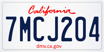 CA license plate 7MCJ204