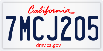 CA license plate 7MCJ205