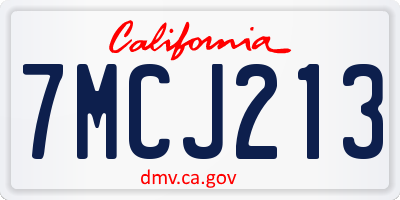 CA license plate 7MCJ213