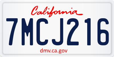 CA license plate 7MCJ216