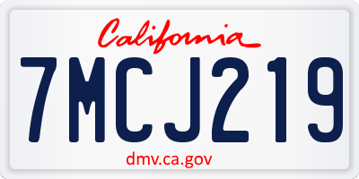CA license plate 7MCJ219