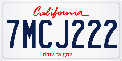 CA license plate 7MCJ222