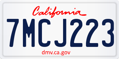 CA license plate 7MCJ223