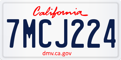 CA license plate 7MCJ224