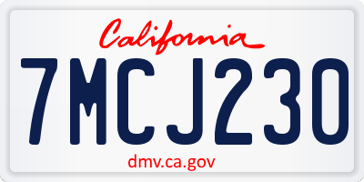 CA license plate 7MCJ230
