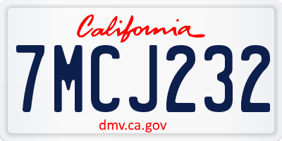 CA license plate 7MCJ232