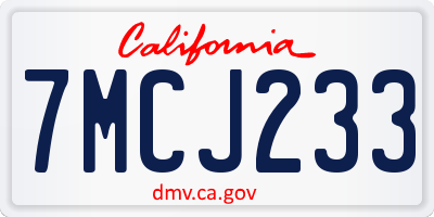 CA license plate 7MCJ233