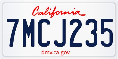 CA license plate 7MCJ235