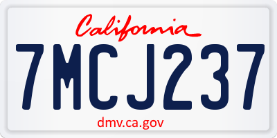CA license plate 7MCJ237