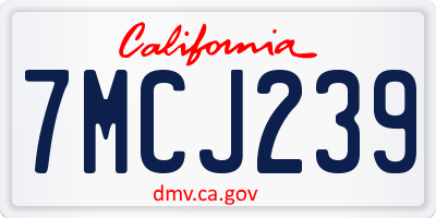 CA license plate 7MCJ239