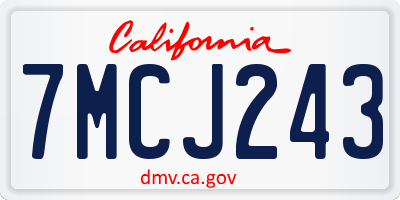 CA license plate 7MCJ243
