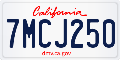 CA license plate 7MCJ250