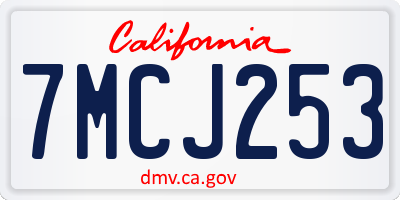 CA license plate 7MCJ253
