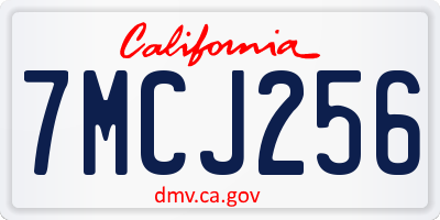CA license plate 7MCJ256