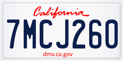 CA license plate 7MCJ260