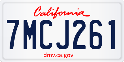 CA license plate 7MCJ261