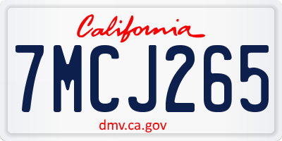 CA license plate 7MCJ265