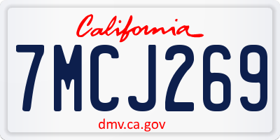 CA license plate 7MCJ269