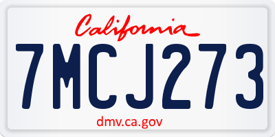 CA license plate 7MCJ273