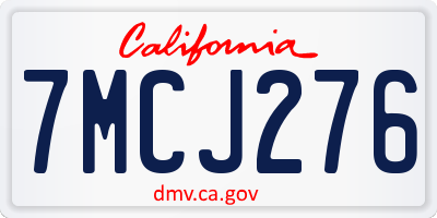 CA license plate 7MCJ276